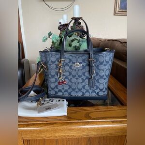 NWT Coach Mollie Tote 25 in Signature Denim Chambray